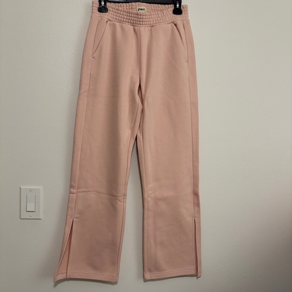 NEW Pact Sz Small Blush Posey Pink Sweatpants Courtside Side Slit‎ Flare Fleece - Picture 3 of 7